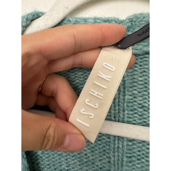 ISCHIKO Wool Alpaca Knit Cardigan V-Neck Blue Green Romania Women's Small (1) - Picture 4 of 12